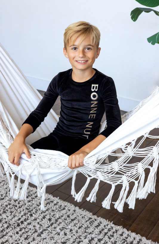 Noggi Puffy Letters Loungewear Set -Black