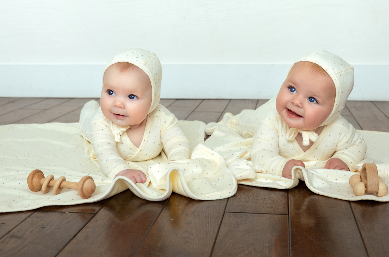 Noggi Dot Pattern Velour Wrap Layette Set Girl