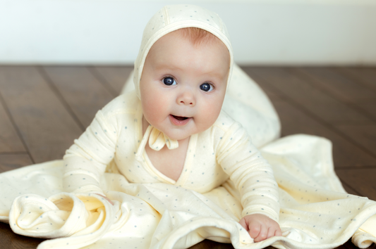 Noggi Dot Pattern Velour Wrap Footie +Bonnet Boy