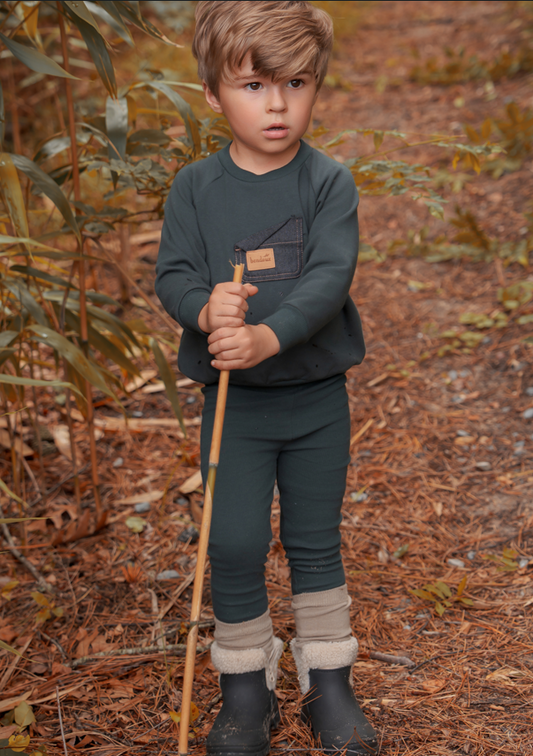 Bondoux Green Leather Patch 2 Piece-Boys