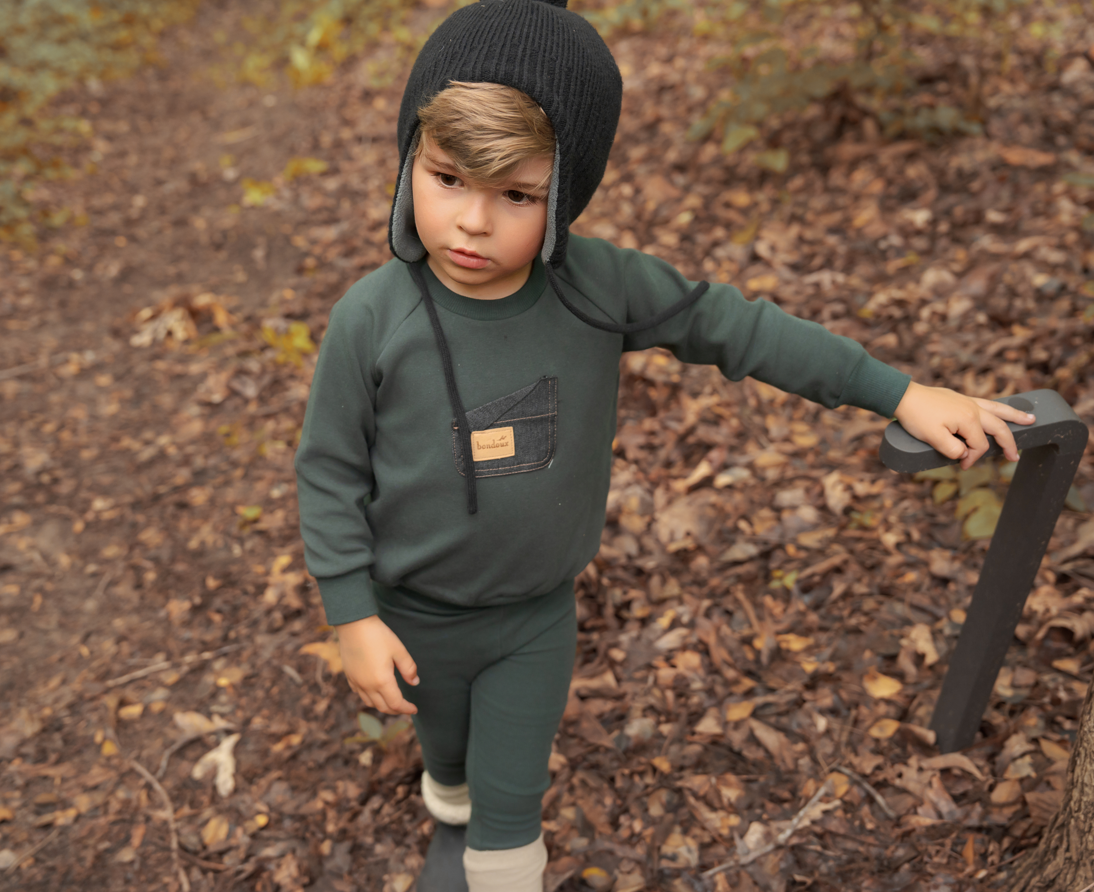 Bondoux Green Leather Patch 2 Piece-Boys