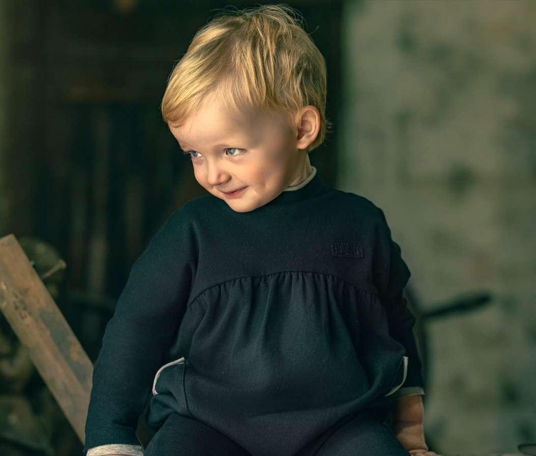 Ba Na Toddler Romper Black with Grey Trim
