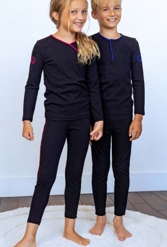 Noggi Emblem Loungewear Set- Blue Trim