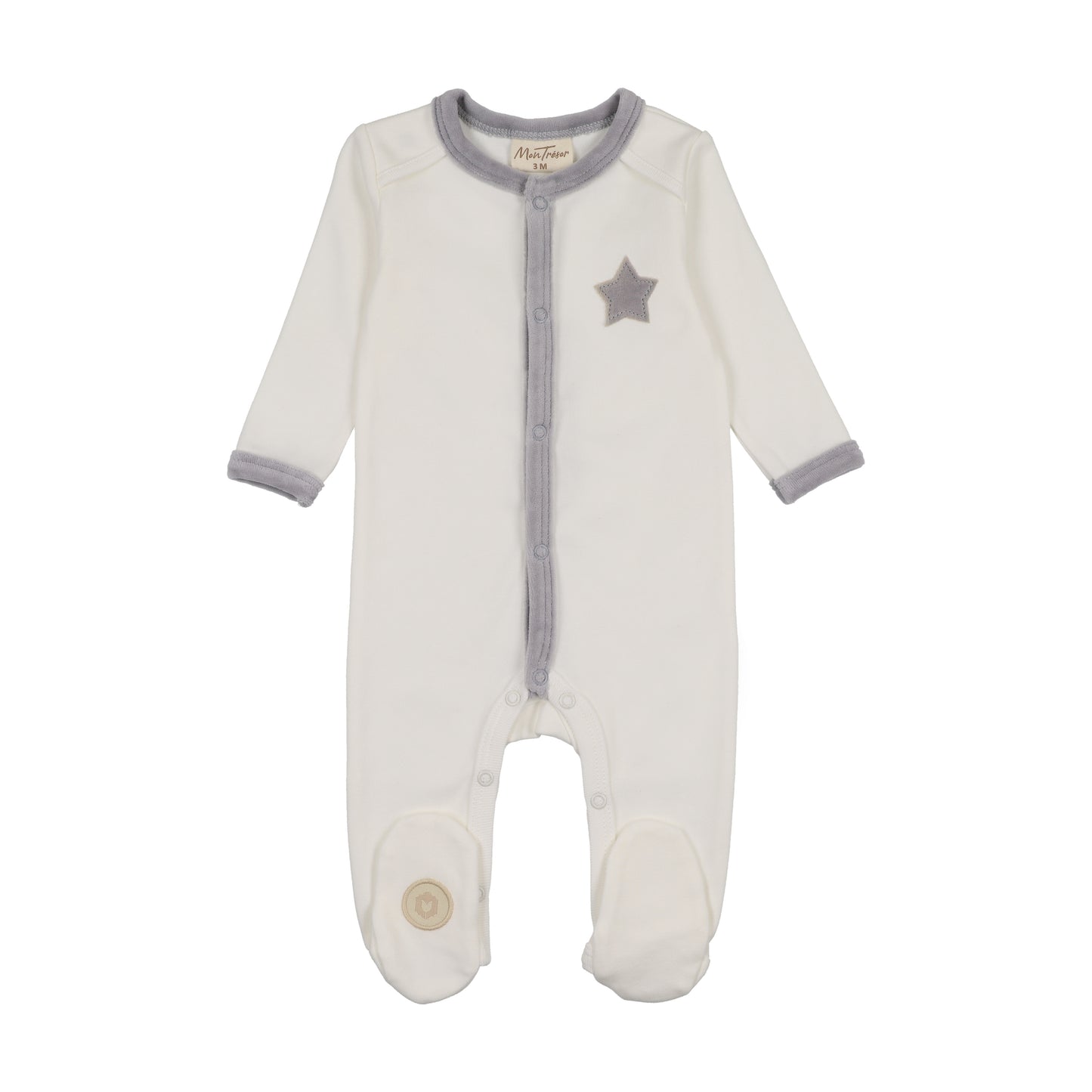 Mon Tresor Star-Patch Velour Footie