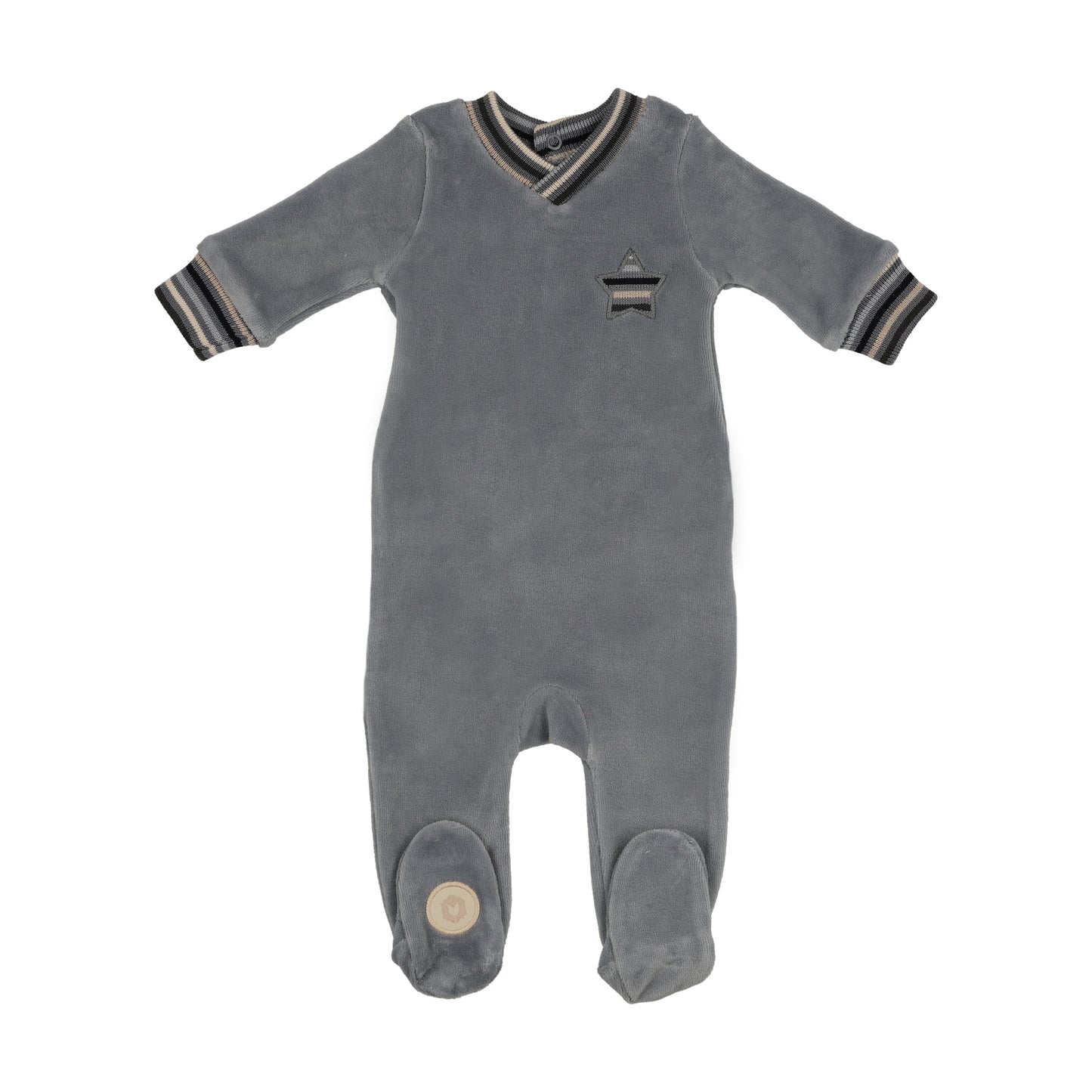 Mon Tresor Striped Star Footie- Ocean Blue