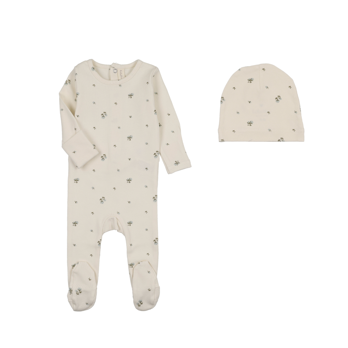 Lilette Rosebud Footie Set-Cream/Blue