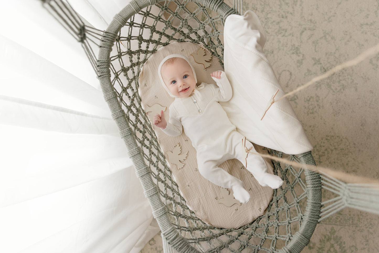 Mon Tresor V-Knit Henley Layette Set- Ivory