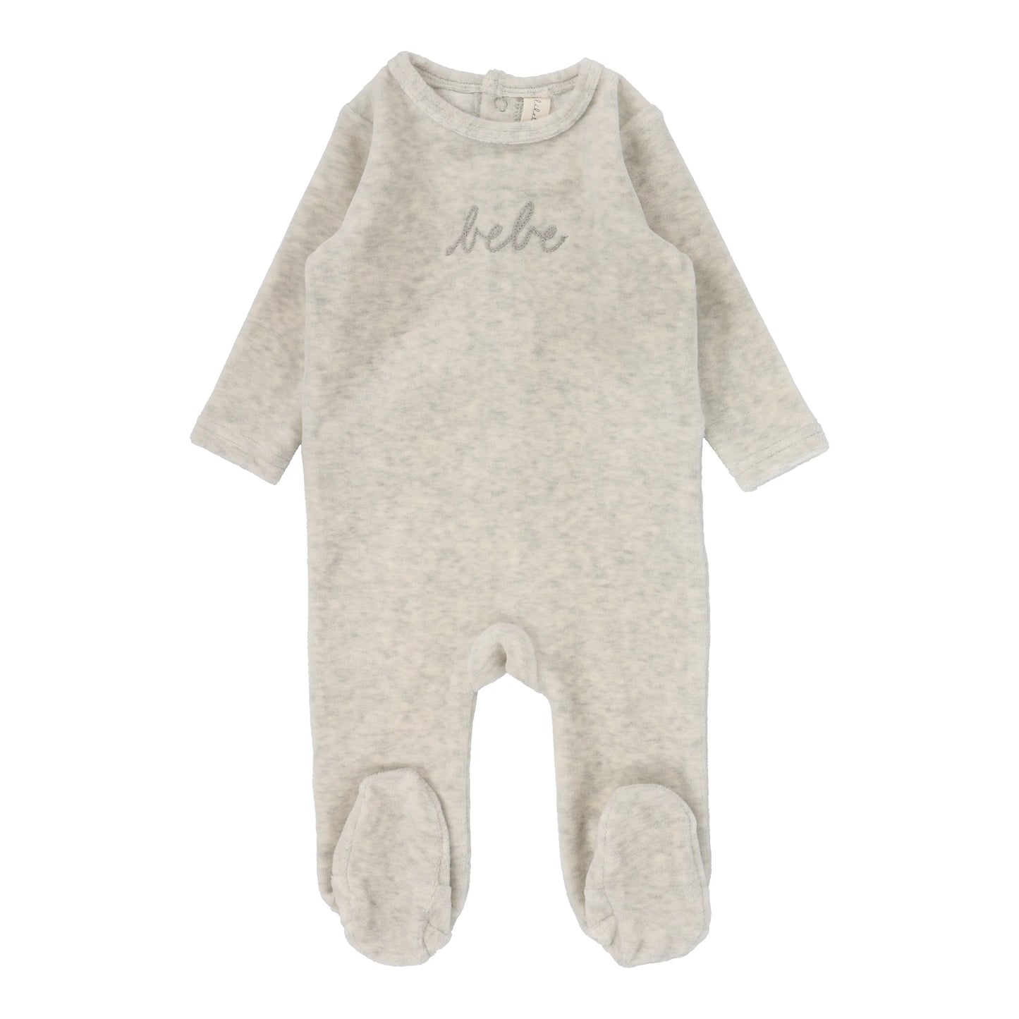 Lilette Velour Bebe Footie-Heather Oatmeal