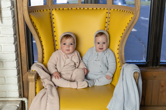 Bee & Dee Waffle Cardigan Set- Crisp Blue