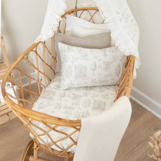 Petite Belle Toile Safra Sheet Set- Taupe: Bassinet