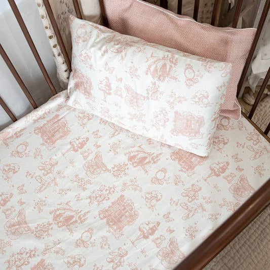 Petite Belle Toile Safra Sheet Set- Rose Pink: Bassinet