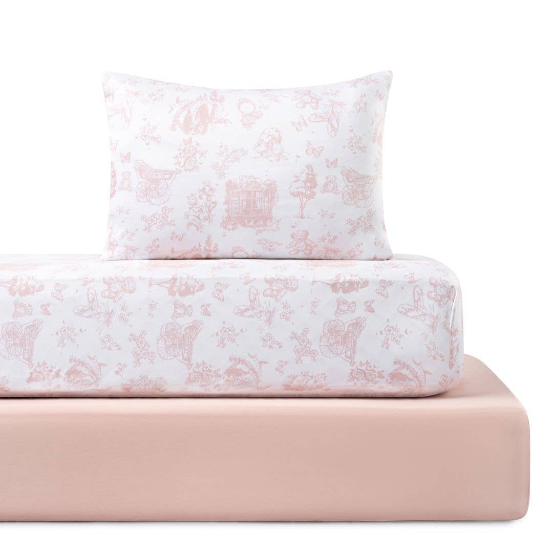 Petite Belle Bebe - Petite Belle Toile Safra Standard Crib Sheet Set- Rose Pink