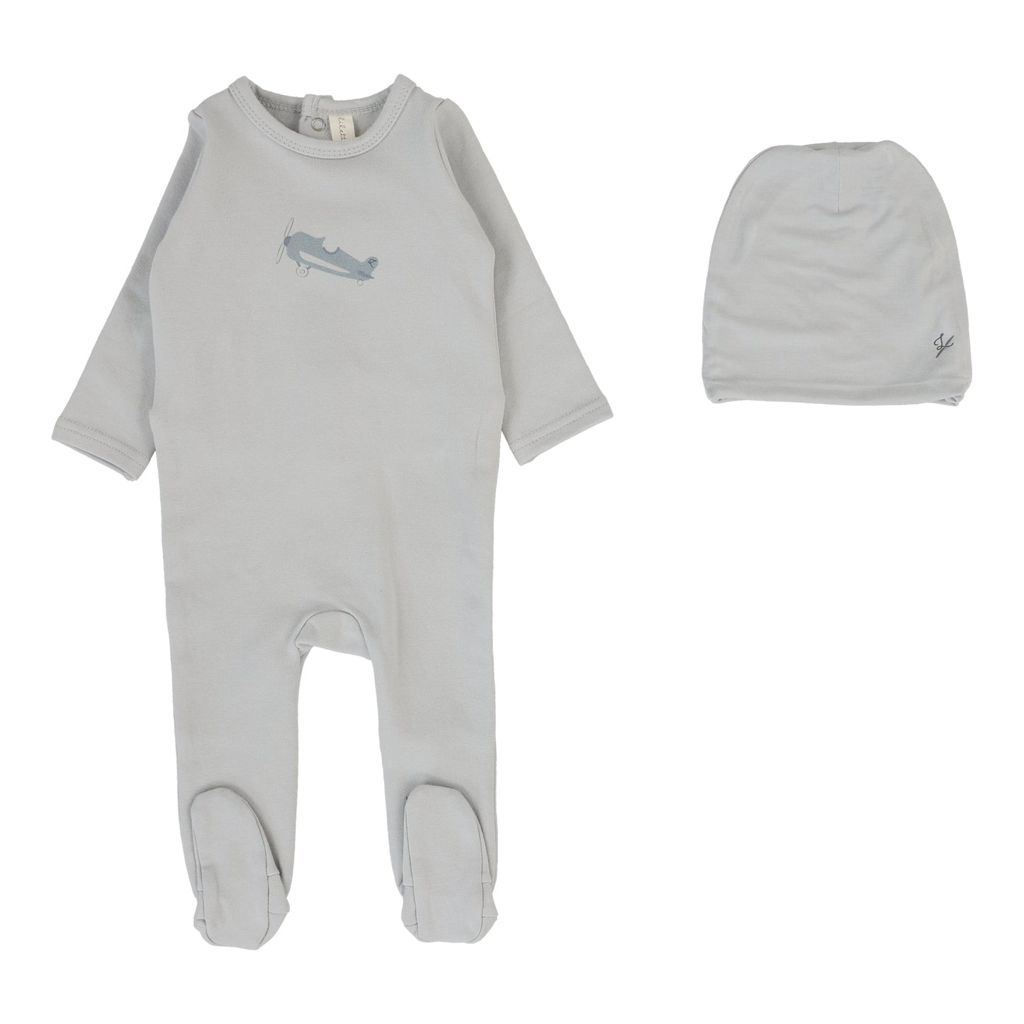 Lilette Graphic Footie+Hat-Pale Blue