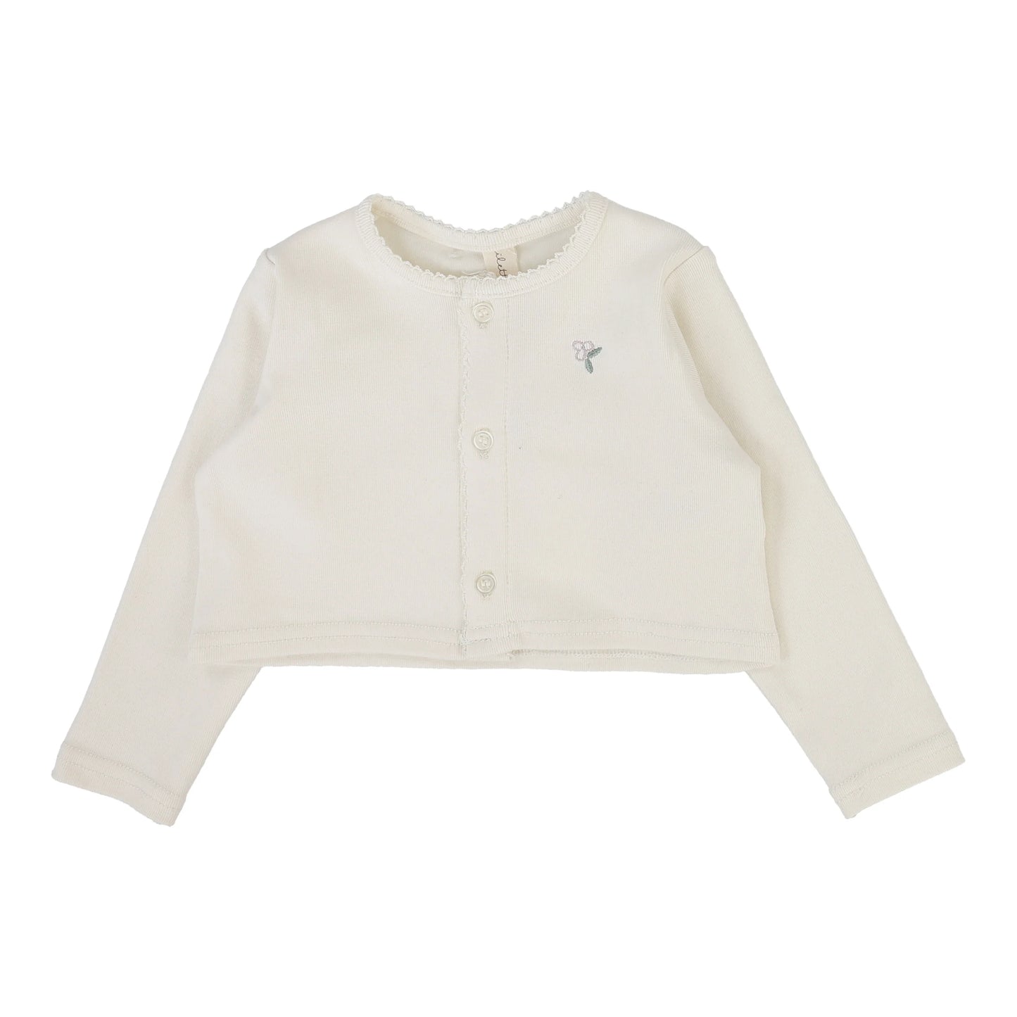 Lilette Embroidered Bud Cardigan-Cream/Pink