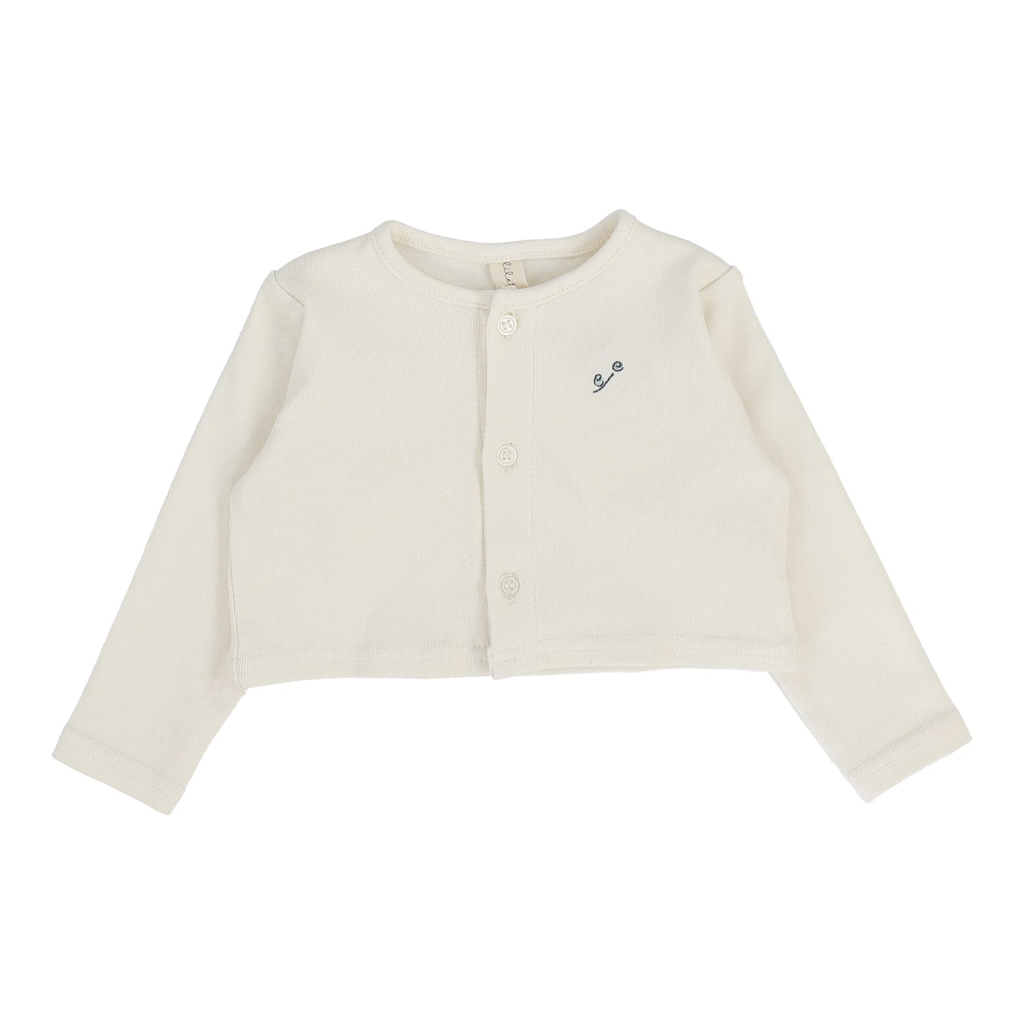 Lilette Embroidered Bud Cardigan-Cream/Blue
