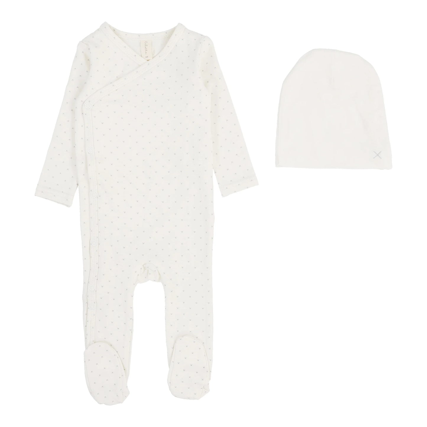 Lilette Take Me Home X Print Footie+ Hat Cream/Blue