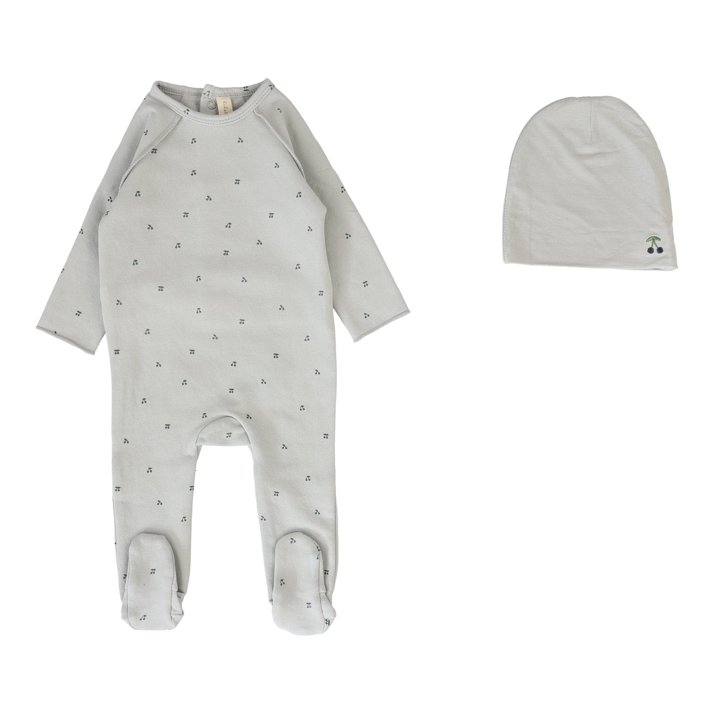 Lilette Cherry Print Footie+ Hat-Pale Blue