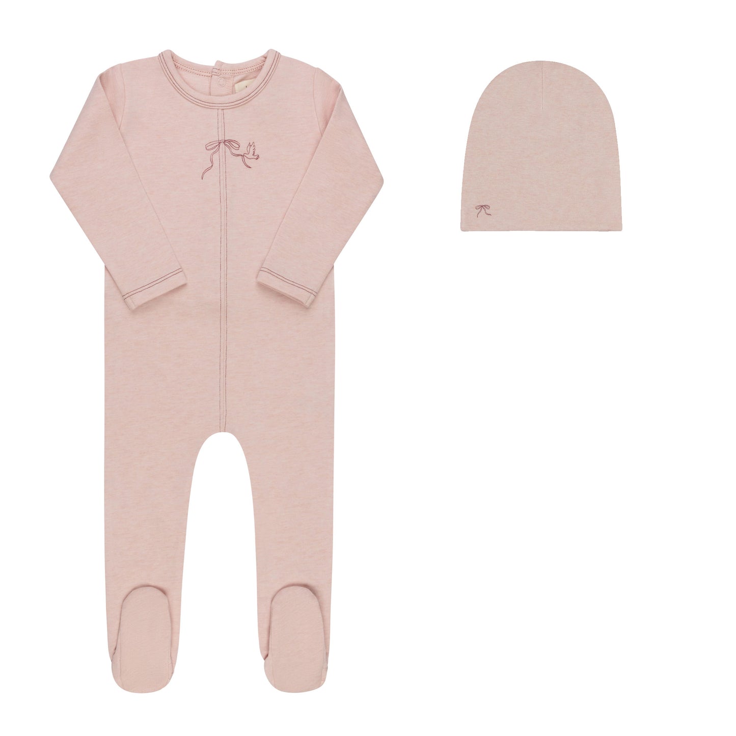 Ely's and Co Bird Seam Footie Set-Pink
