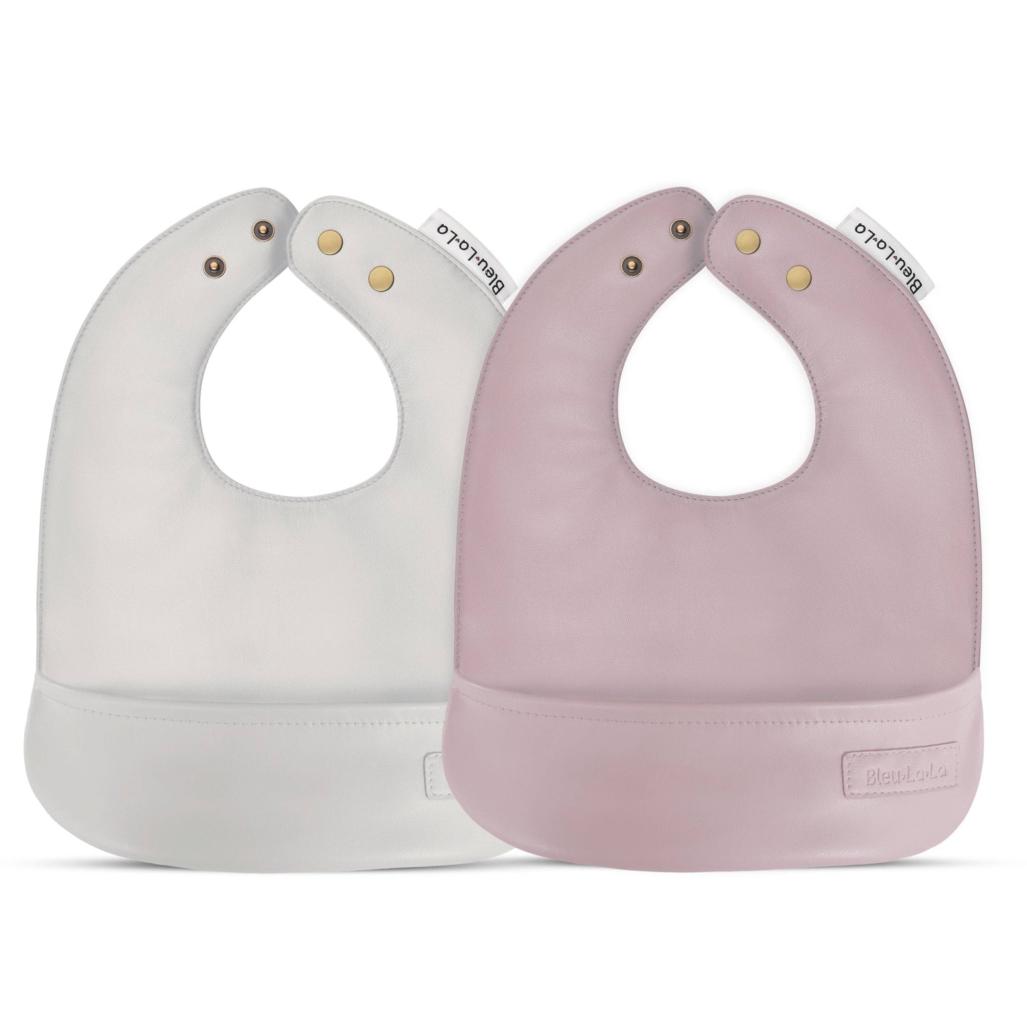 Bleu La La Soft Vegan Leather Easy Clean Bibs 0-12 Months: Mauve & Ivory
