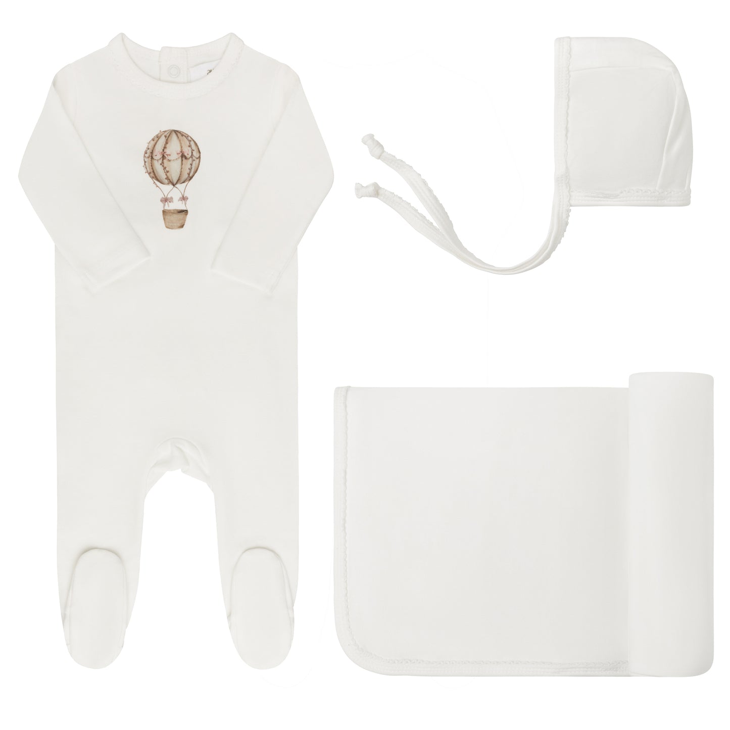 Aurora French Terry Hot Air Balloon Collection Take Me Home Set-Ivory/Pink