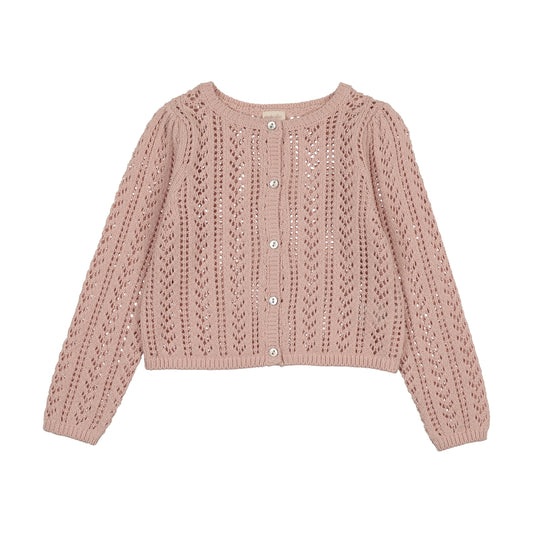 Lil Legs Girls Pointelle Cardigan -Bud Pink