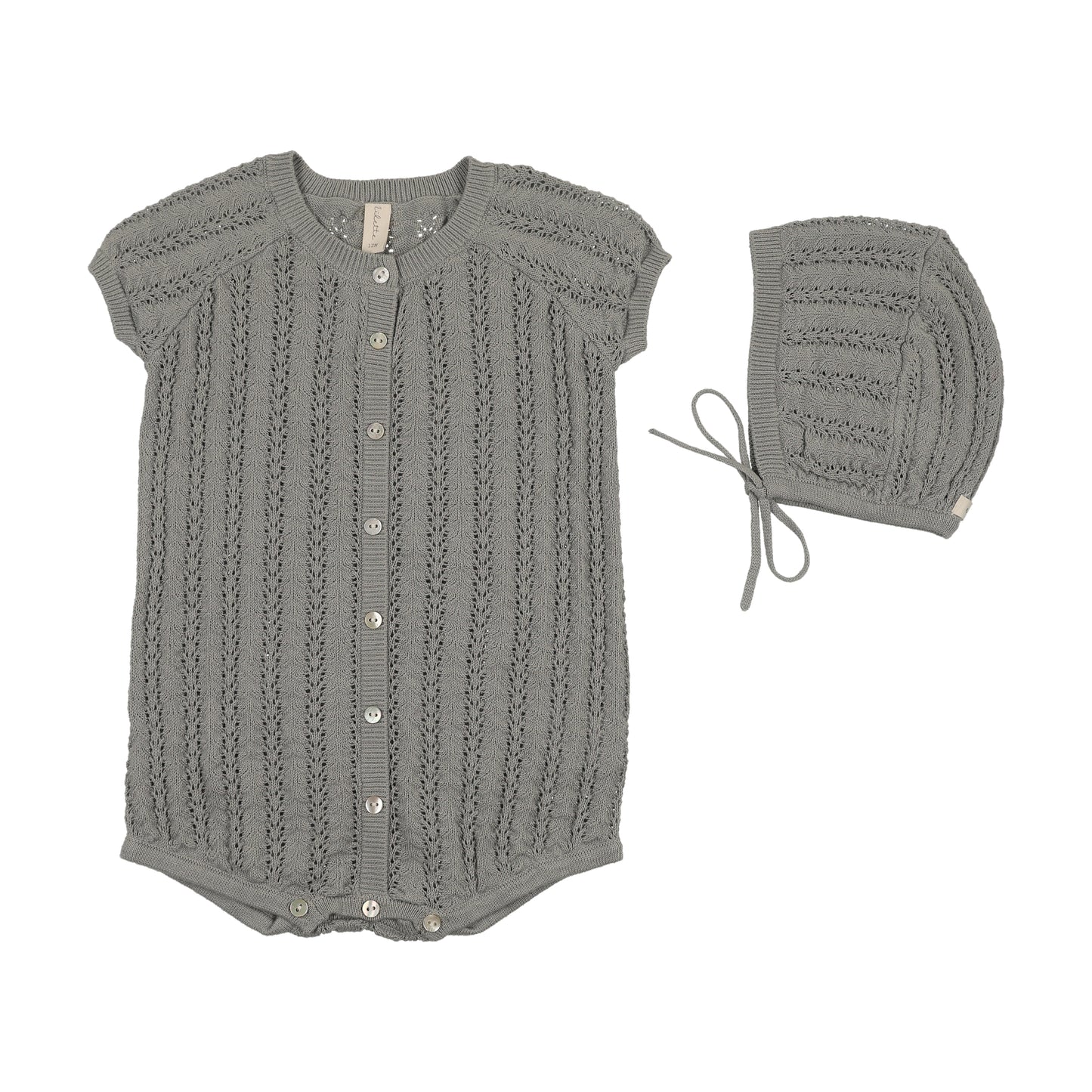 Lilette Crochet Knit Boy's Romper- Light Blue