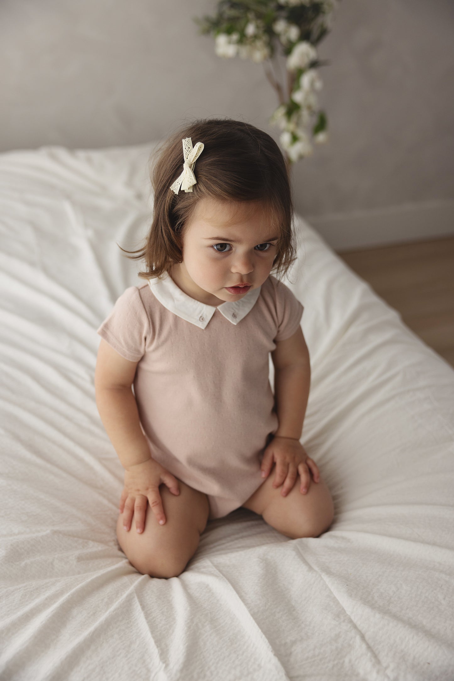 Lilette Sweetheart Collar Romper - Dusty Pink