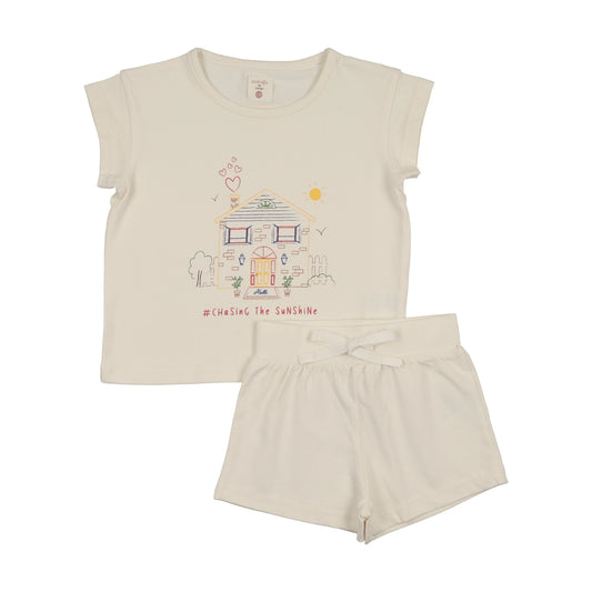 Lil Legs House Marled Set Girl-Cream