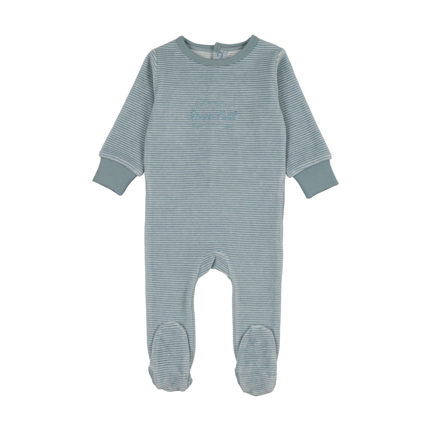 Lil Legs Velour Stripe Footie - Blue Stripe