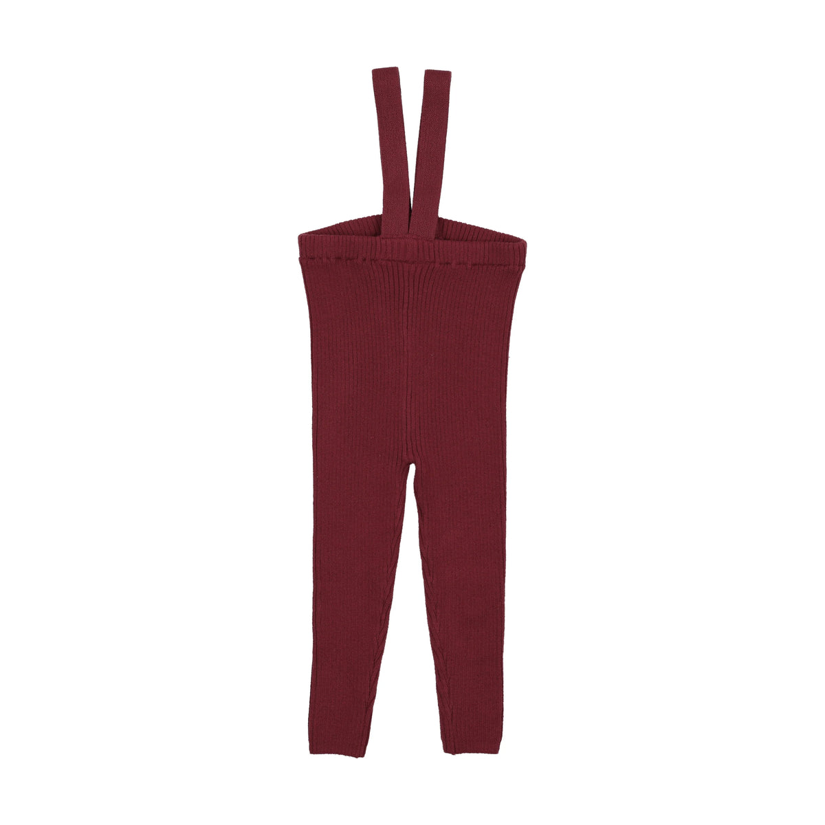 Lil Legs Knit Suspender Leggings-Deep Red