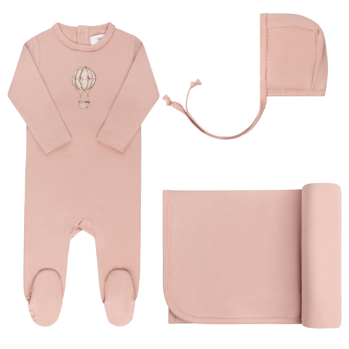 Pink Cotton French Terry Hot Air Balloon Take Me Home Set