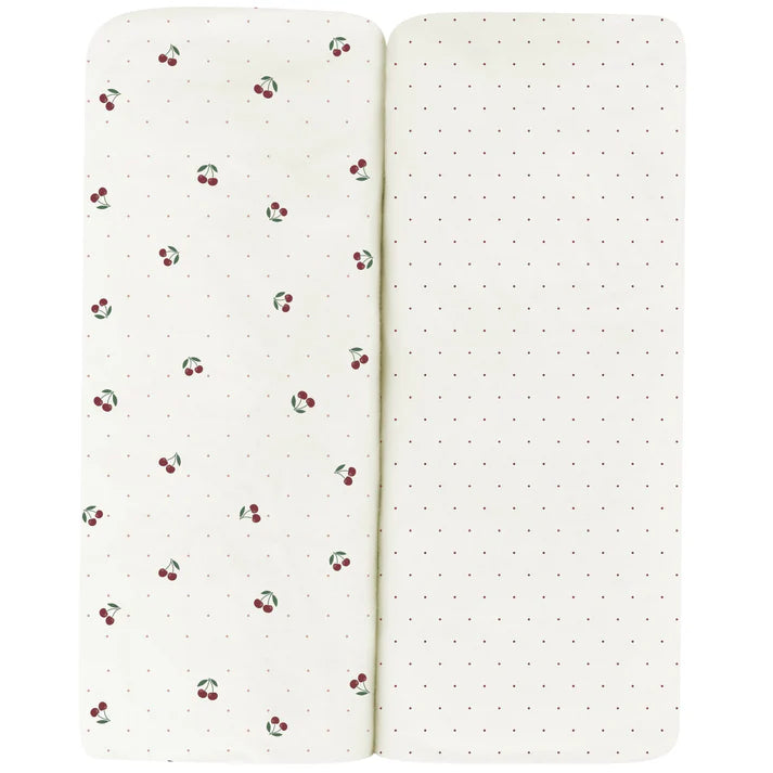 Aurora 2 Pack Cherry Print Crib Sheets- Red