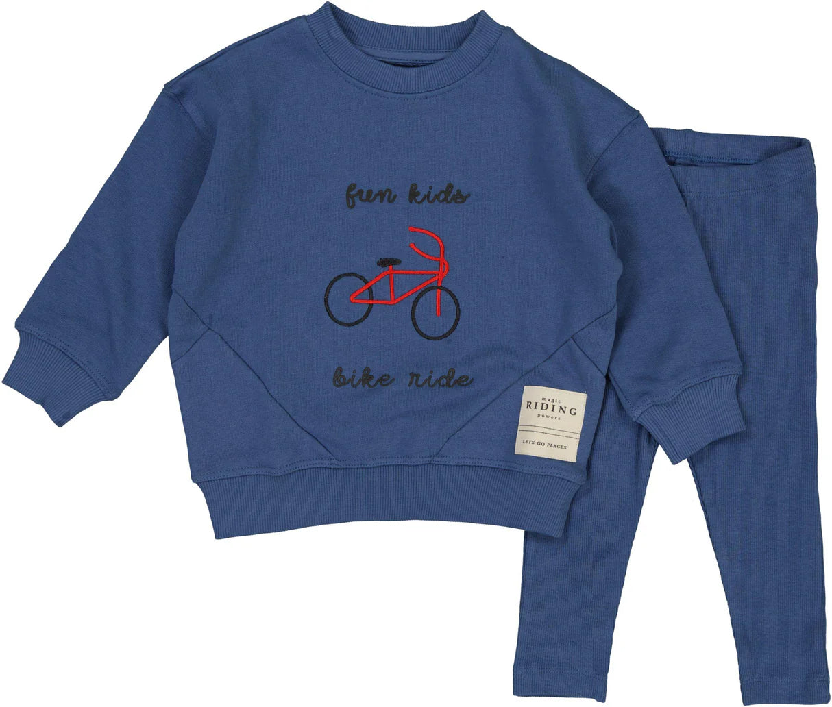 Lil Legs Bike Sweatshirt Set - Vintage Blue