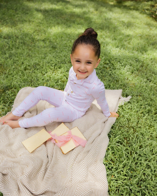 Little Label Pink Bow Print Grandpa Pajama