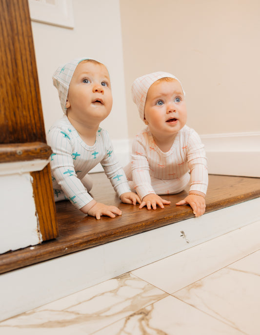 Little Label Pink Bow Print Footie Set