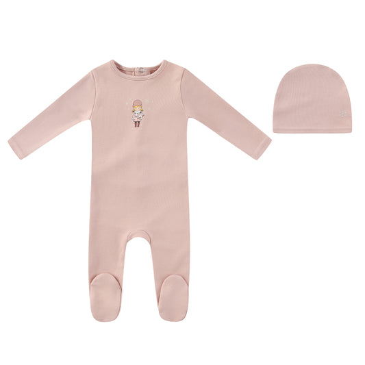 Mini Label Pink Vintage Skater Footie Set