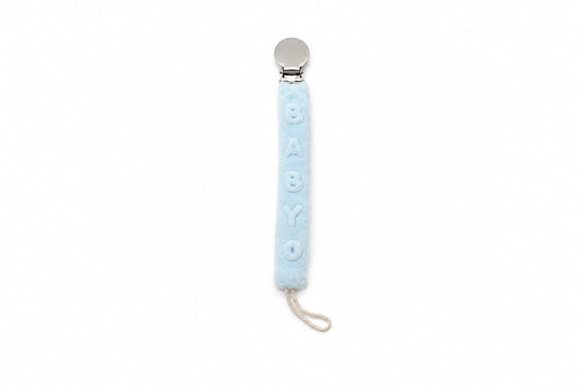 BabyO Embossed Blue Pacifier Clip
