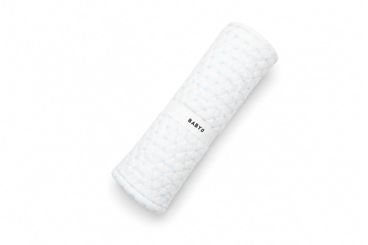 BabyO Blue Quilted Hearts Swaddle