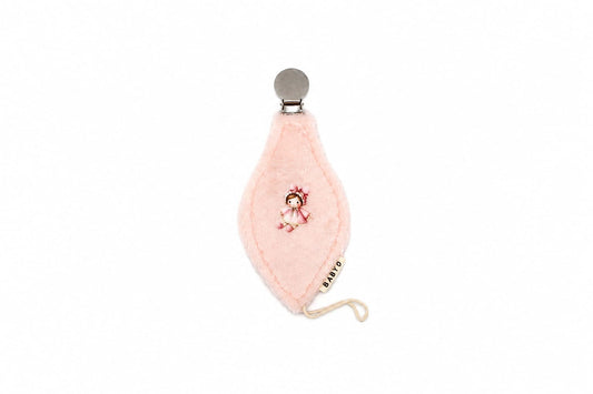 BabyO Pink Doll Oval Pacifier Clip
