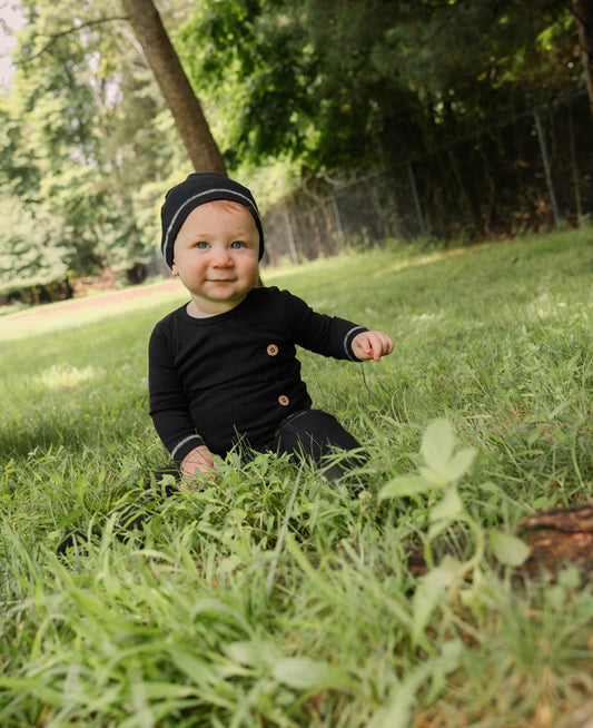 Little Label Black Weekend Footie Set- Buttons