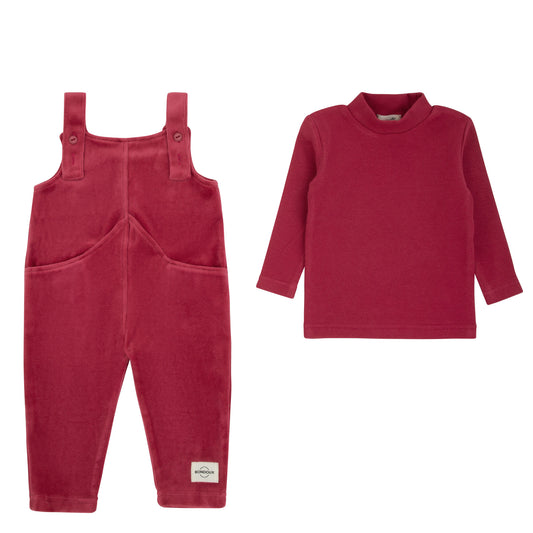 Bondoux Velour Raspberry 2 Pcs Romper Set