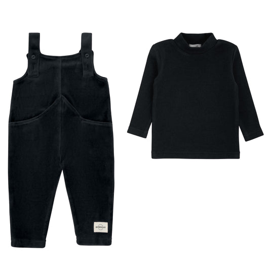 Bondoux Velour Black 2 Pcs Romper Set