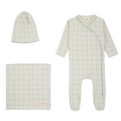 Bondoux Houndstooth Blue Print Boys Layette Set
