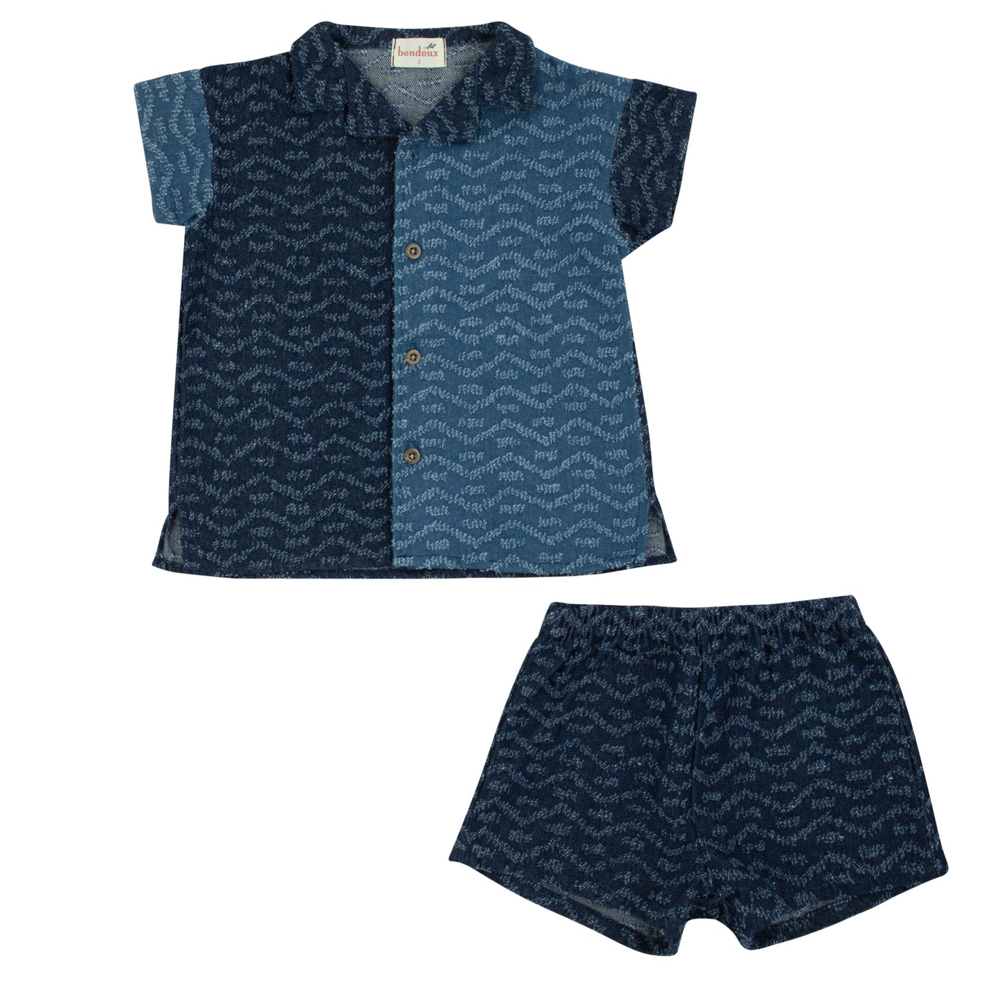 Bondoux Boys Textured Two Tone Denim Short Set