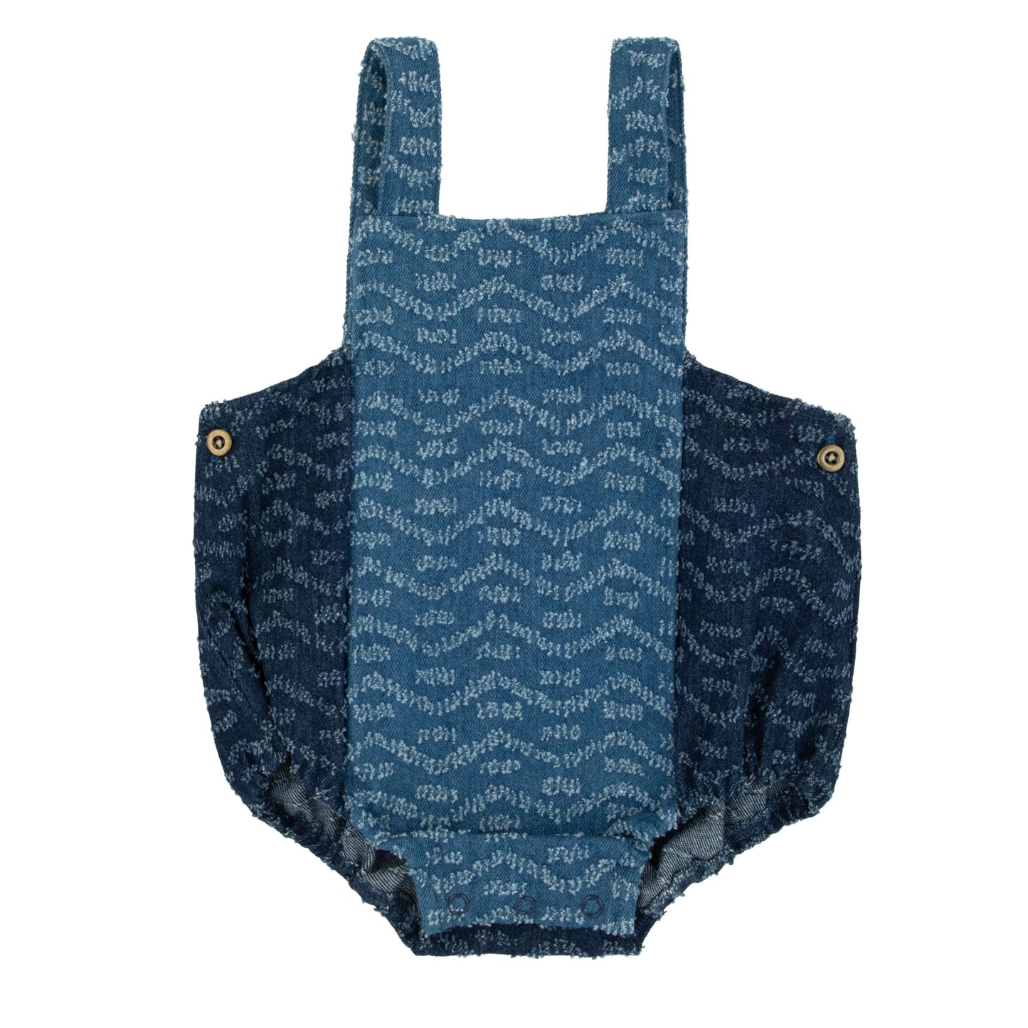 Bondoux Girls Textured Two Tone Denim Romper