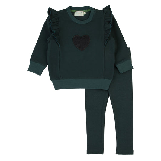 Bondoux Green Leather Patch 2 Piece-Girls