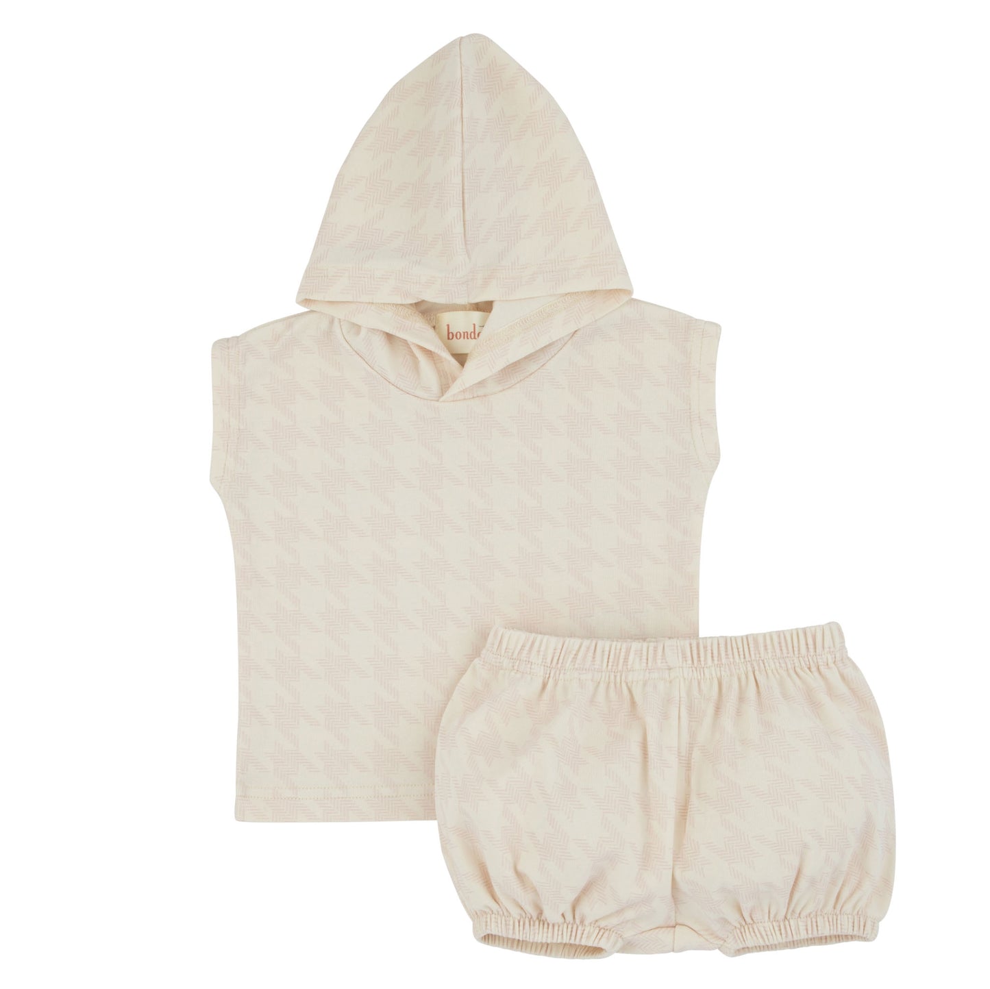 Bondoux Houndstooth Pink Print Girls 2Pcs Short Set
