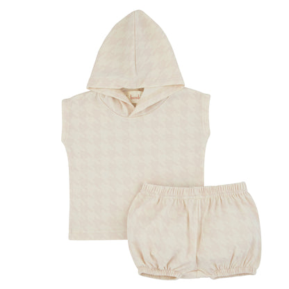 Bondoux Houndstooth Pink Print Girls 2Pcs Short Set