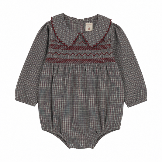 Lil Legs Plaid Edition Girls Romper - Soft Gray Plaid