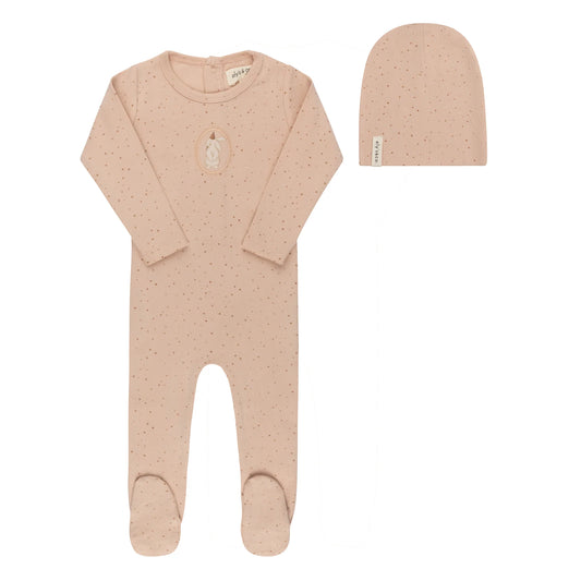 Ely's and Co Cotton Bunny Collection Footie Set- Pink
